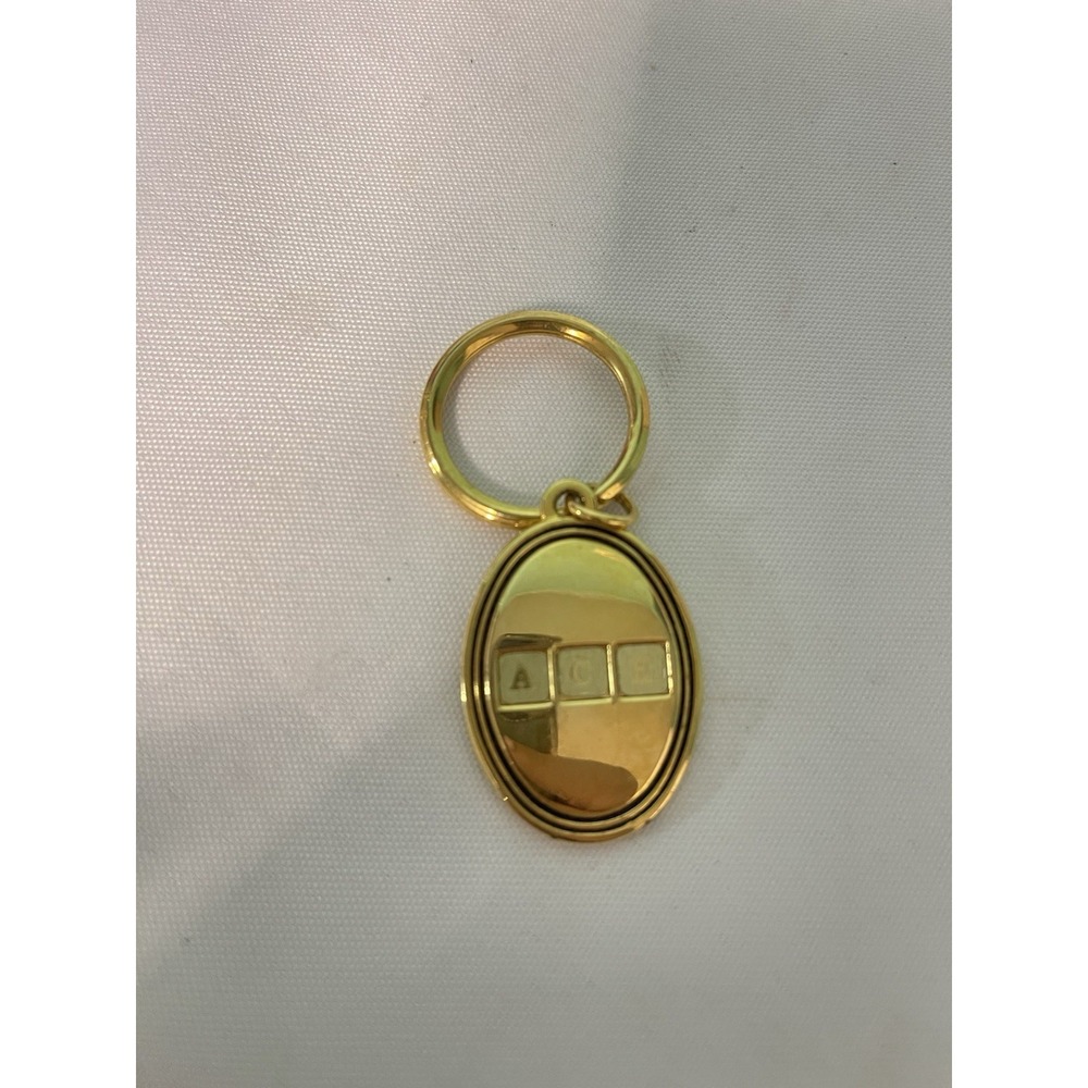 Vintage A.C.E Letters Initials Gold Keychain Key Ring